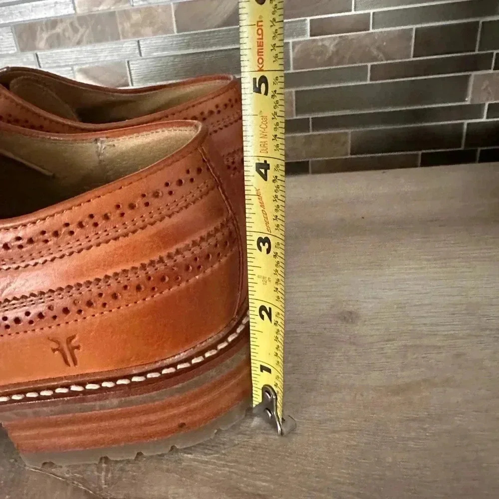 Frye Mens James Lug Brown Leather Oxford Dress Shoes Wingtip Size 12 - Picture 8 of 11